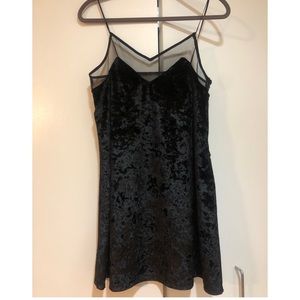 Lulu Black Velvet Dress; silk lining, thin strap